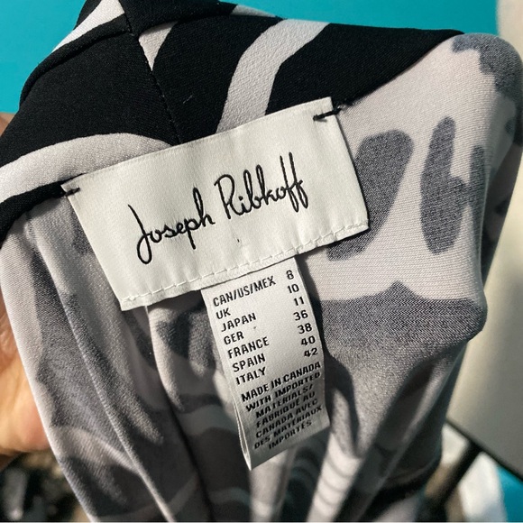 Joseph Ribkoff 8 Black Vanilla Floral Print Mock Wrap Sheath Dress - Picture 7 of 7